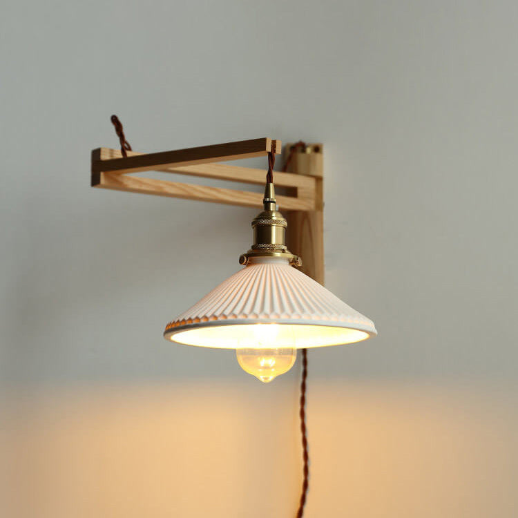 Nordic Ceramic Wall Lamp with Pull Switch – Modern Copper Wall Sconce