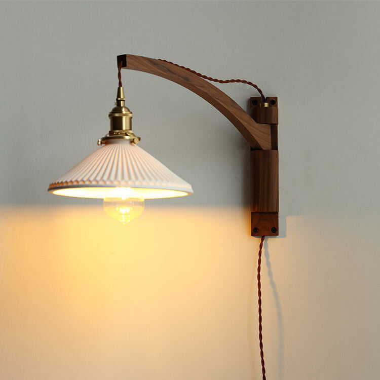 Nordic Ceramic Wall Lamp with Pull Switch – Modern Copper Wall Sconce