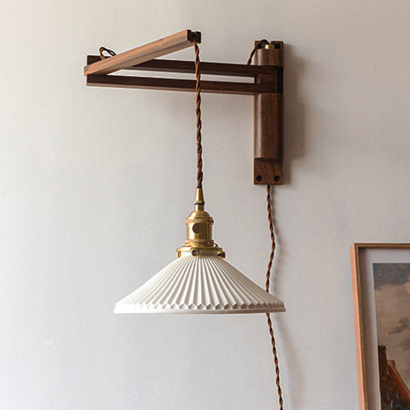 Nordic Ceramic Wall Lamp with Pull Switch – Modern Copper Wall Sconce