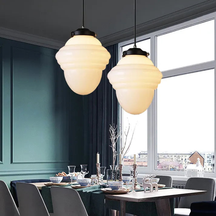 Vintage White Milk Glass Pendant Light