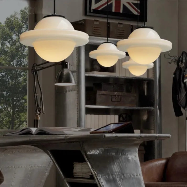 Vintage White Milk Glass Pendant Light