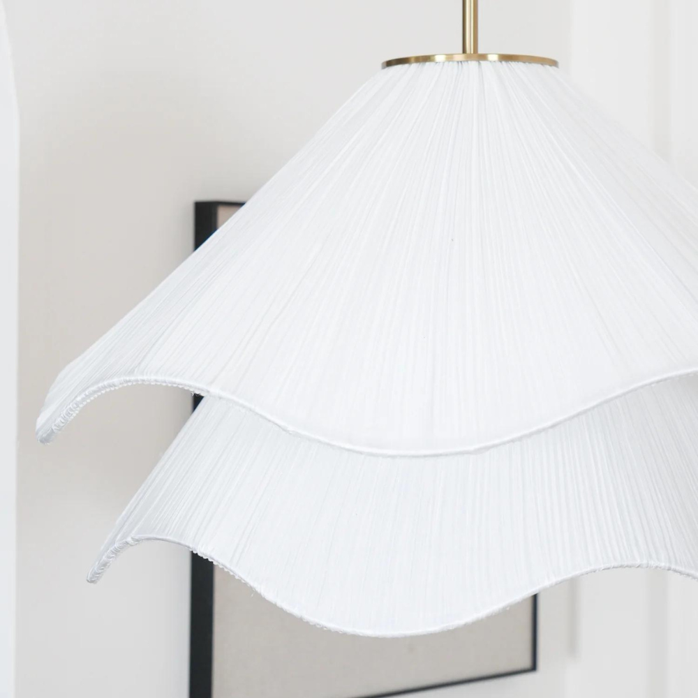 Cream Petal Fabric Chandelier LED Pendant Light
