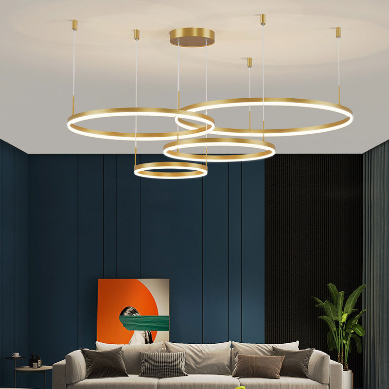 Modern Pendant Light Tir-Circle, Black/Gold/Coffee, Metal