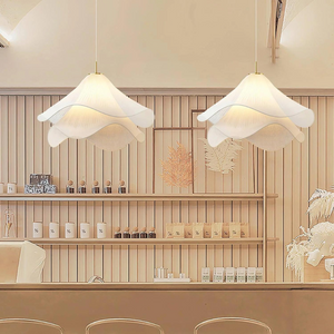 Cream Petal Fabric Chandelier LED Pendant Light