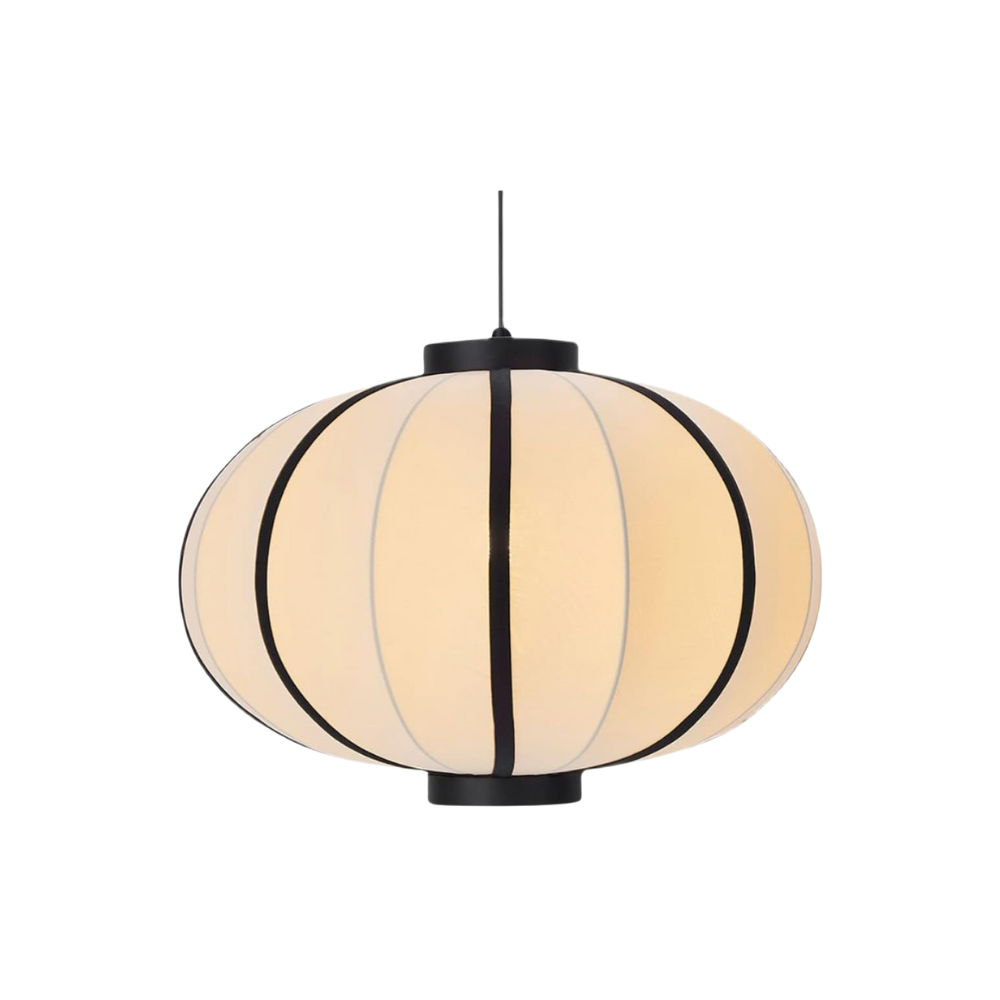 White Drum Shade Chandelier – Modern Fabric Pendant Light with Adjustable Wire