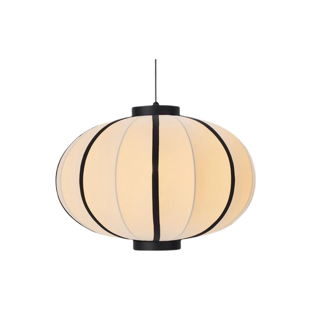 White Drum Shade Chandelier – Modern Fabric Pendant Light with Adjustable Wire