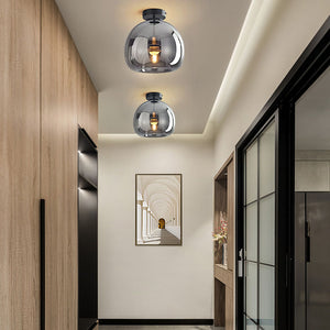 Modern Copper Glass Ceiling Light for Hallways and Living Rooms