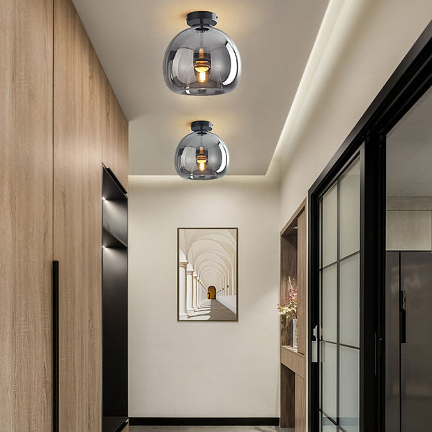 Modern Copper Glass Ceiling Light for Hallways and Living Rooms