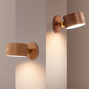 Rechargeable LED Bedside Lamp – Touch Dimmable Wooden Wall Light