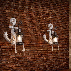 Vintage-Inspired Wall Lamp – Steampunk Wood and Metal Design