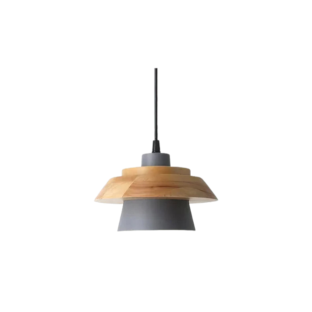 Rustic Modern Pendant Lamp – Metal & Wood Hanging Ceiling Light