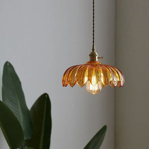 Vintage Pendant Light Glazed Floral Hanging Lamp