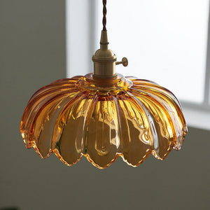 Vintage Pendant Light Glazed Floral Hanging Lamp
