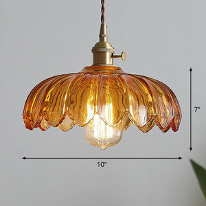 Vintage Pendant Light Glazed Floral Hanging Lamp