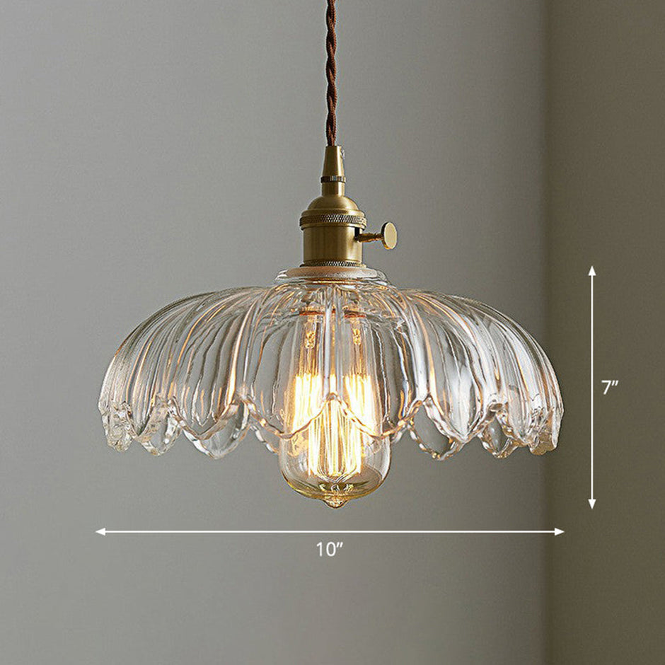 Vintage Pendant Light Glazed Floral Hanging Lamp