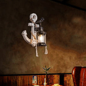 Vintage-Inspired Wall Lamp – Steampunk Wood and Metal Design
