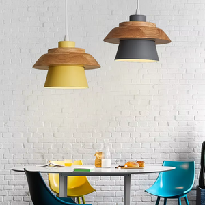 Rustic Modern Pendant Lamp – Metal & Wood Hanging Ceiling Light