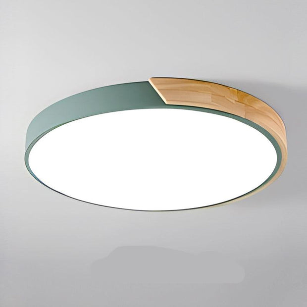 Nordic Wooden Circular Ceiling Light_  Modern Macaroon Design For Living Spaces