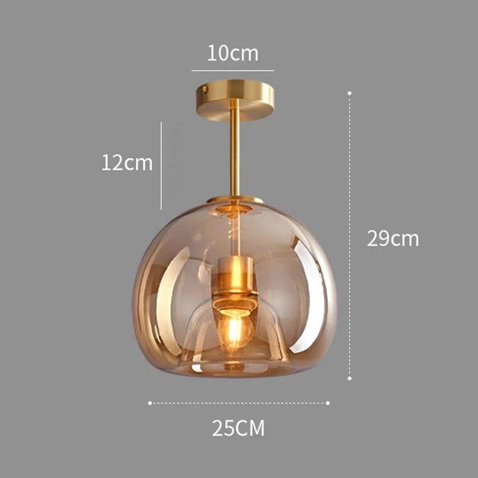 Modern Copper Glass Ceiling Light for Hallways and Living Rooms