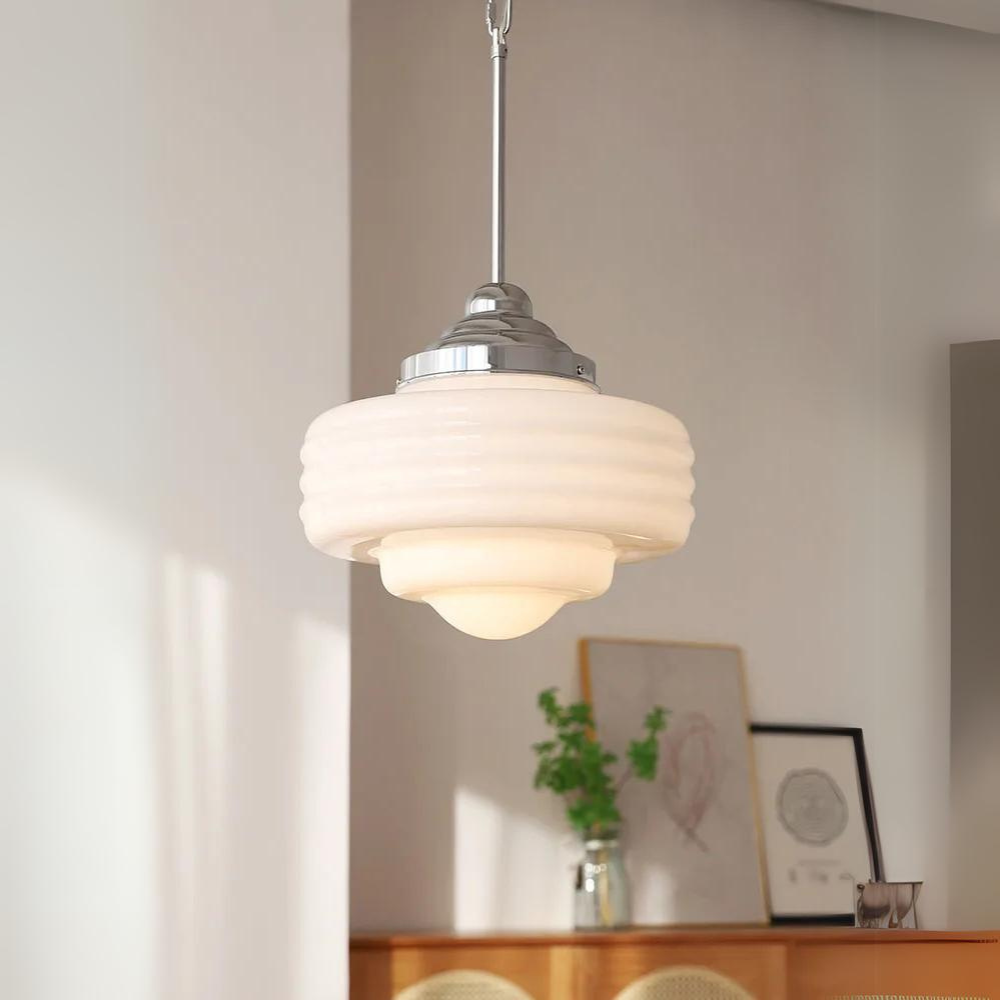 Luxury Glass and Copper Pendant Light with Leather Detail –Ceiling Lamp for Modern Interiors