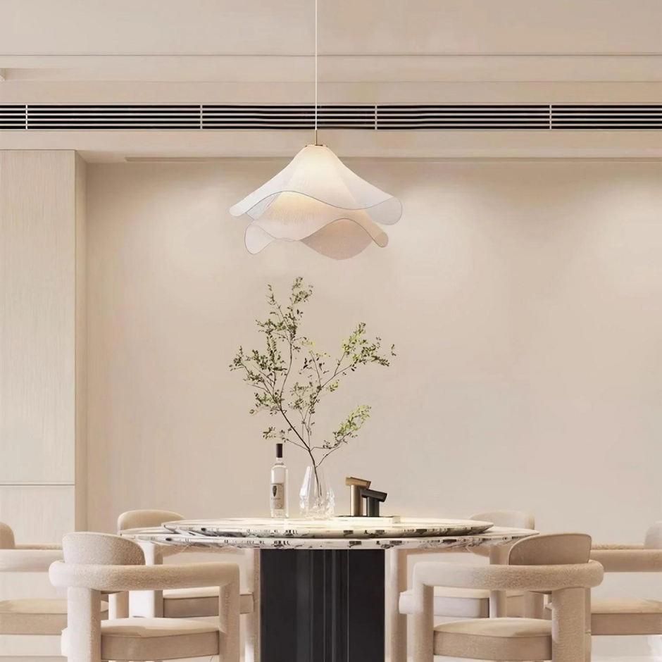 Cream Petal Fabric Chandelier LED Pendant Light