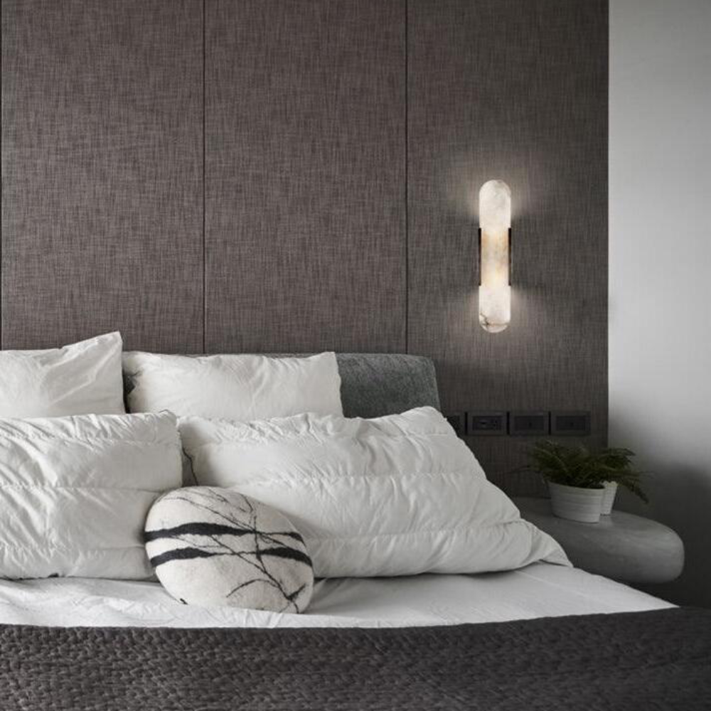 Marble LED Wall Light – Modern Oval Sconce with Energy-Saving Bulbs