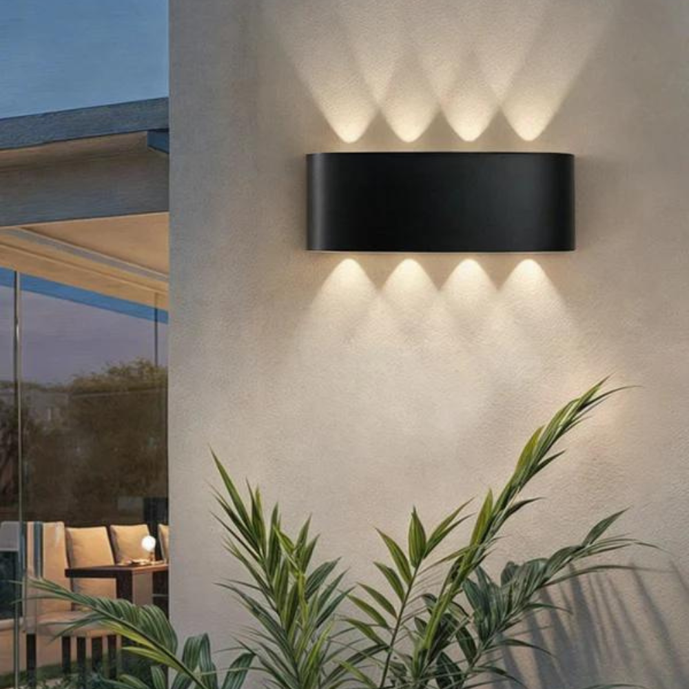 Modern Black Aluminum Up & Down LED Wall Light – Indoor & Outdoor Waterproof Sconce