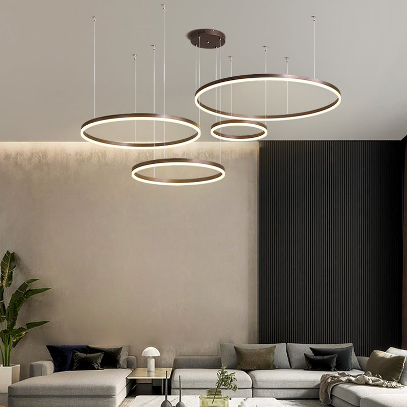 Modern Pendant Light Tir-Circle, Black/Gold/Coffee, Metal