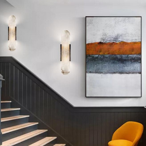 Marble LED Wall Light – Modern Oval Sconce with Energy-Saving Bulbs