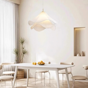 Cream Petal Fabric Chandelier LED Pendant Light