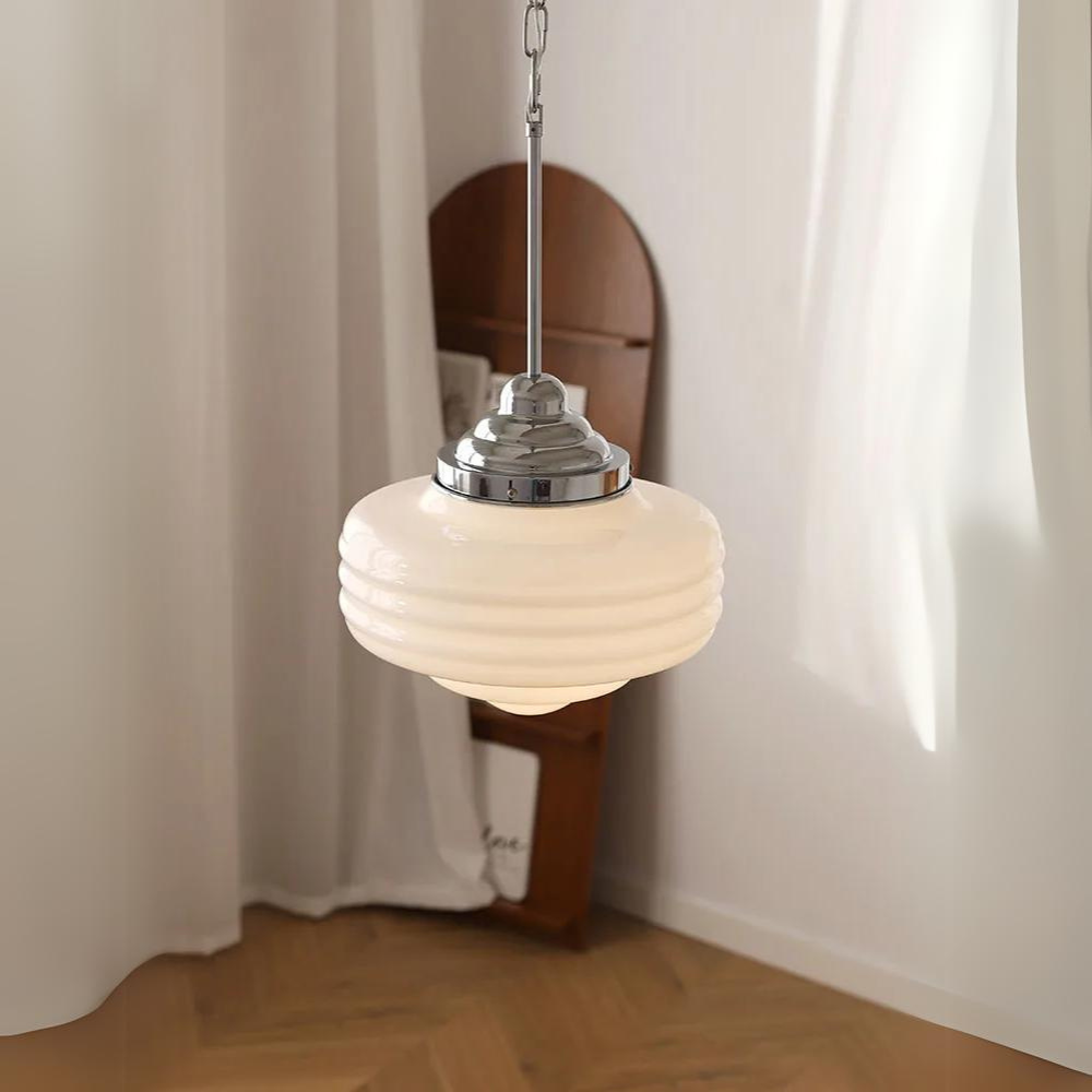 Luxury Glass and Copper Pendant Light with Leather Detail –Ceiling Lamp for Modern Interiors