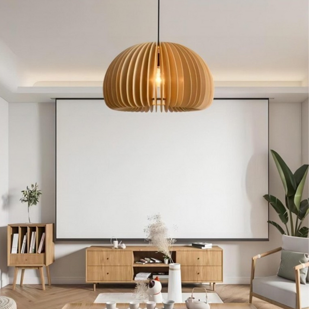 Wooden Pumpkin Pendant Light
