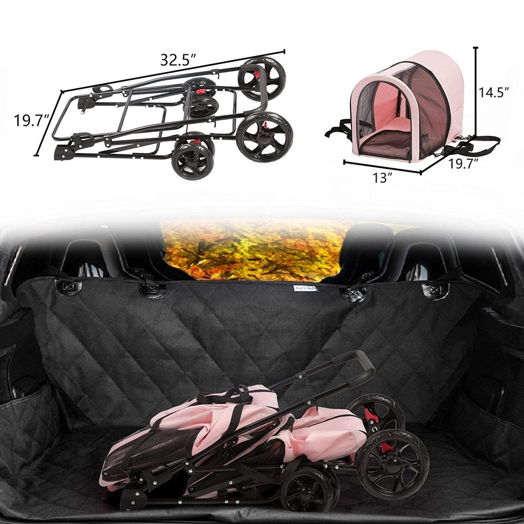Pet Carriers Dog 3-in-1 Double Pet Stroller - MOSKBITE