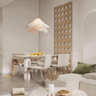 Cream Petal Fabric Chandelier LED Pendant Light