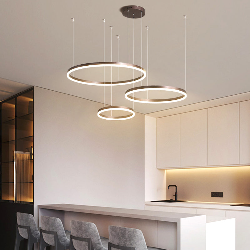 Modern Pendant Light Tir-Circle, Black/Gold/Coffee, Metal
