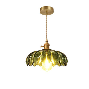 Vintage Pendant Light Glazed Floral Hanging Lamp