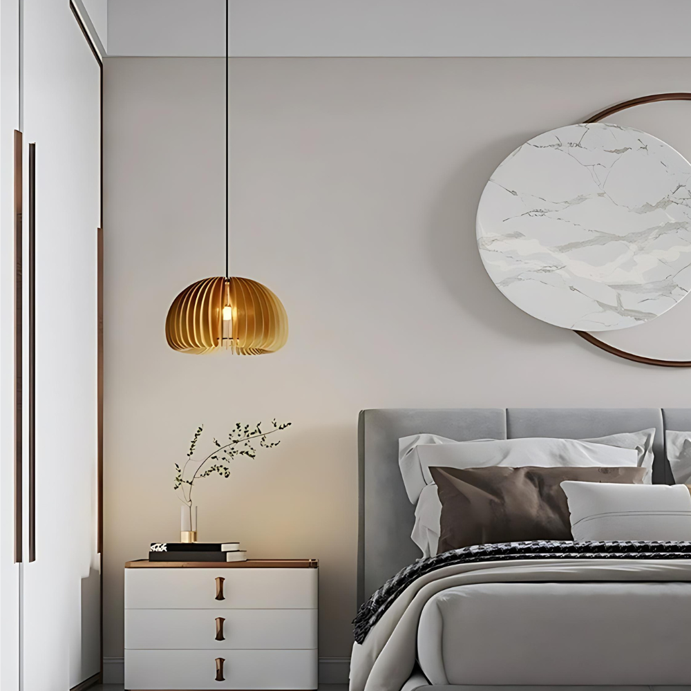 Wooden Pumpkin Pendant Light