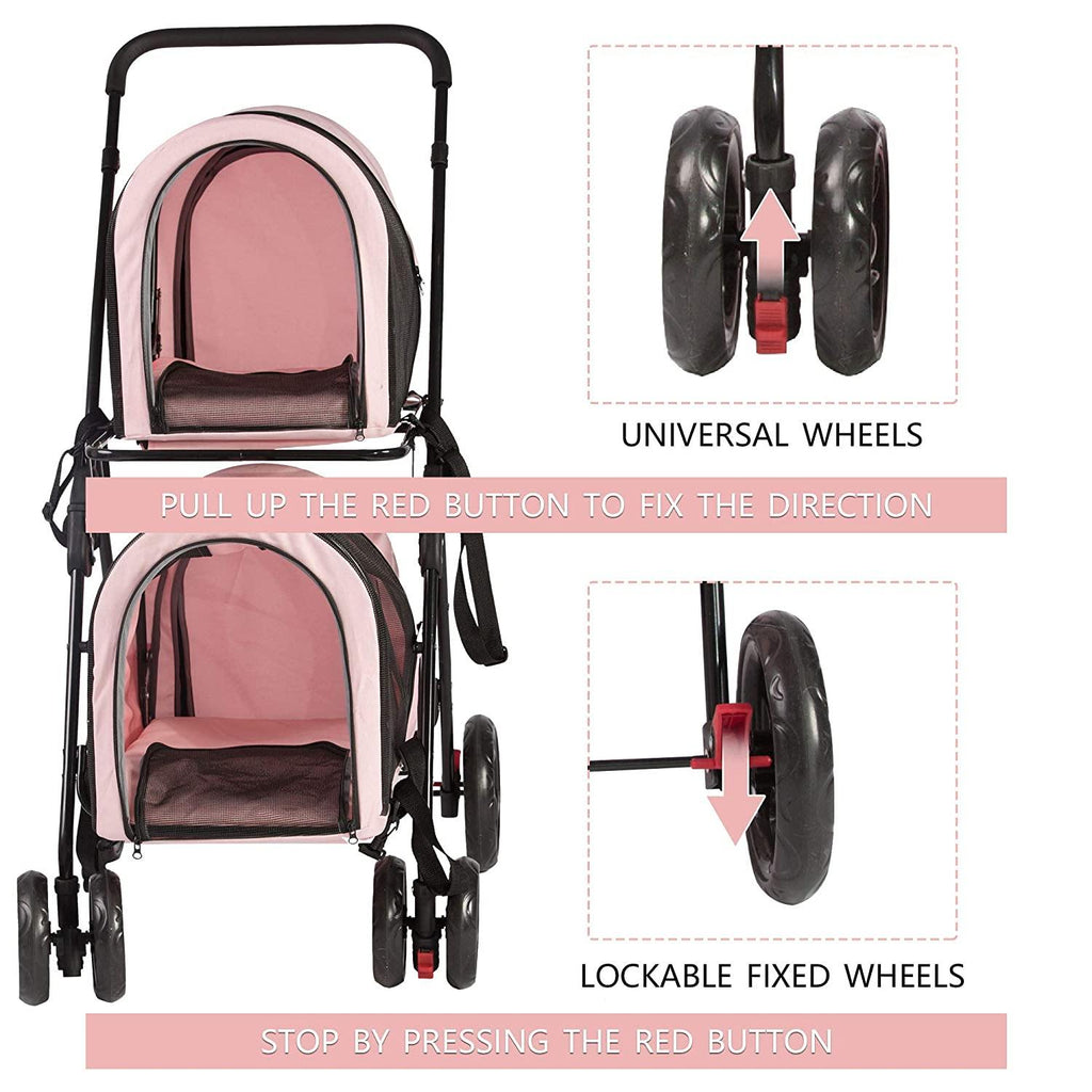 Pet Carriers Dog 3-in-1 Double Pet Stroller - MOSKBITE