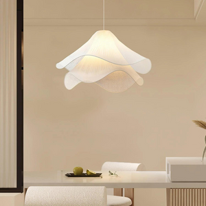 Cream Petal Fabric Chandelier LED Pendant Light