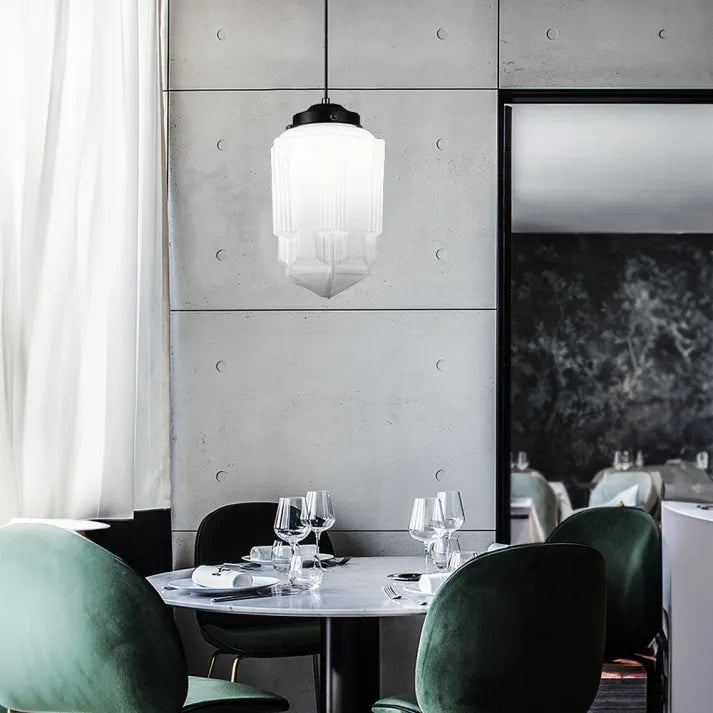 Vintage White Milk Glass Pendant Light