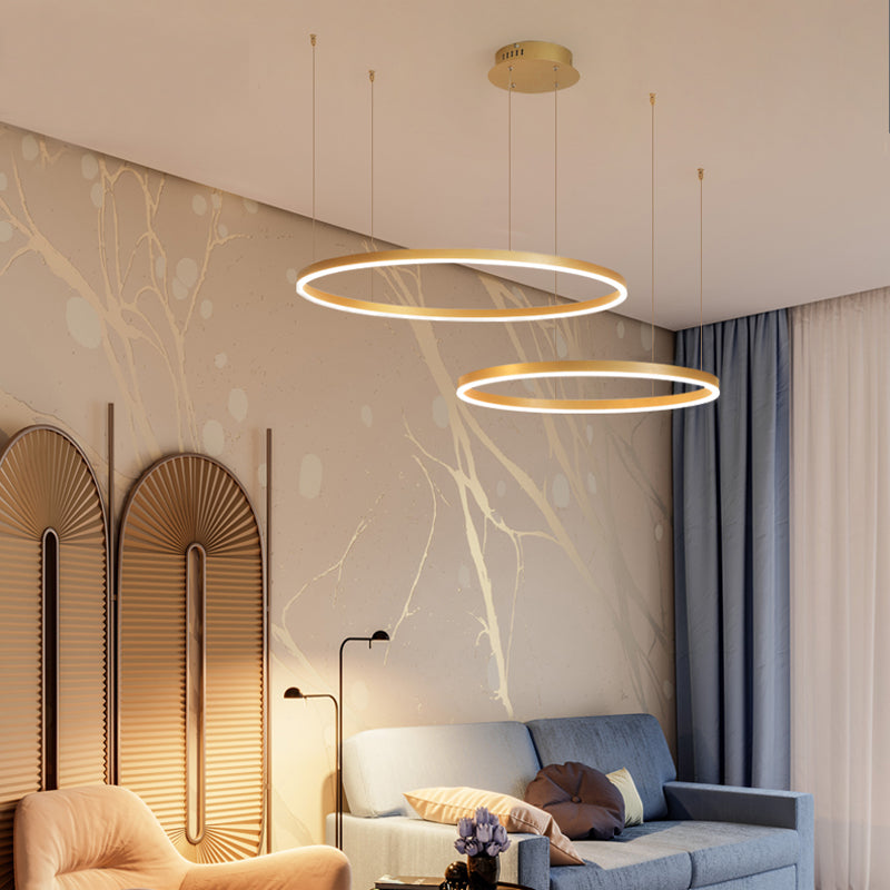 Modern Pendant Light Tir-Circle, Black/Gold/Coffee, Metal