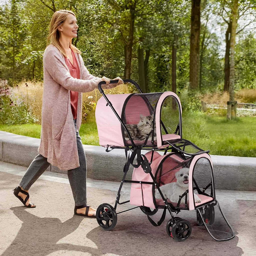 Pet Carriers Dog 3-in-1 Double Pet Stroller - MOSKBITE