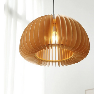 Wooden Pumpkin Pendant Light