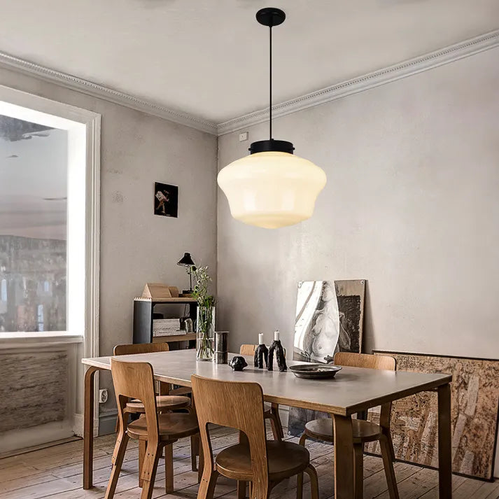 Vintage White Milk Glass Pendant Light