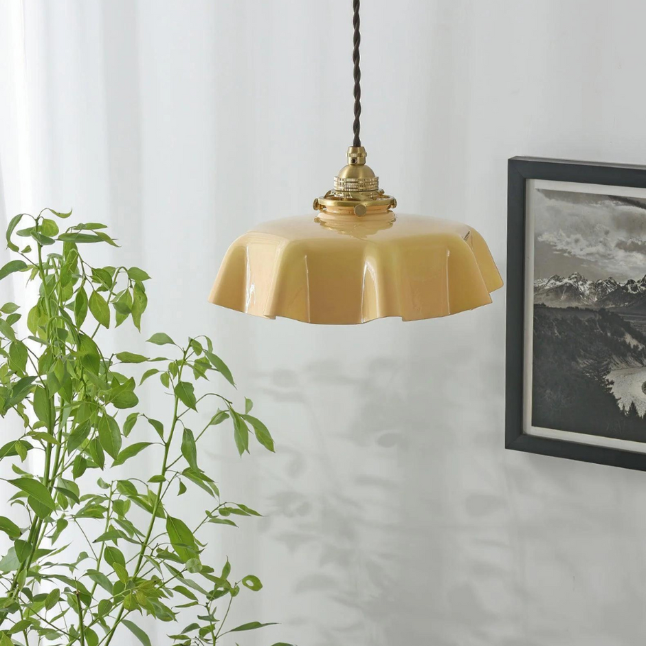 White Glass and Flower Shaped Chandelier Ceiling Light