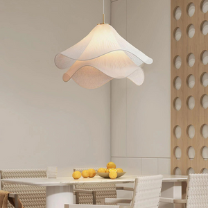 Cream Petal Fabric Chandelier LED Pendant Light