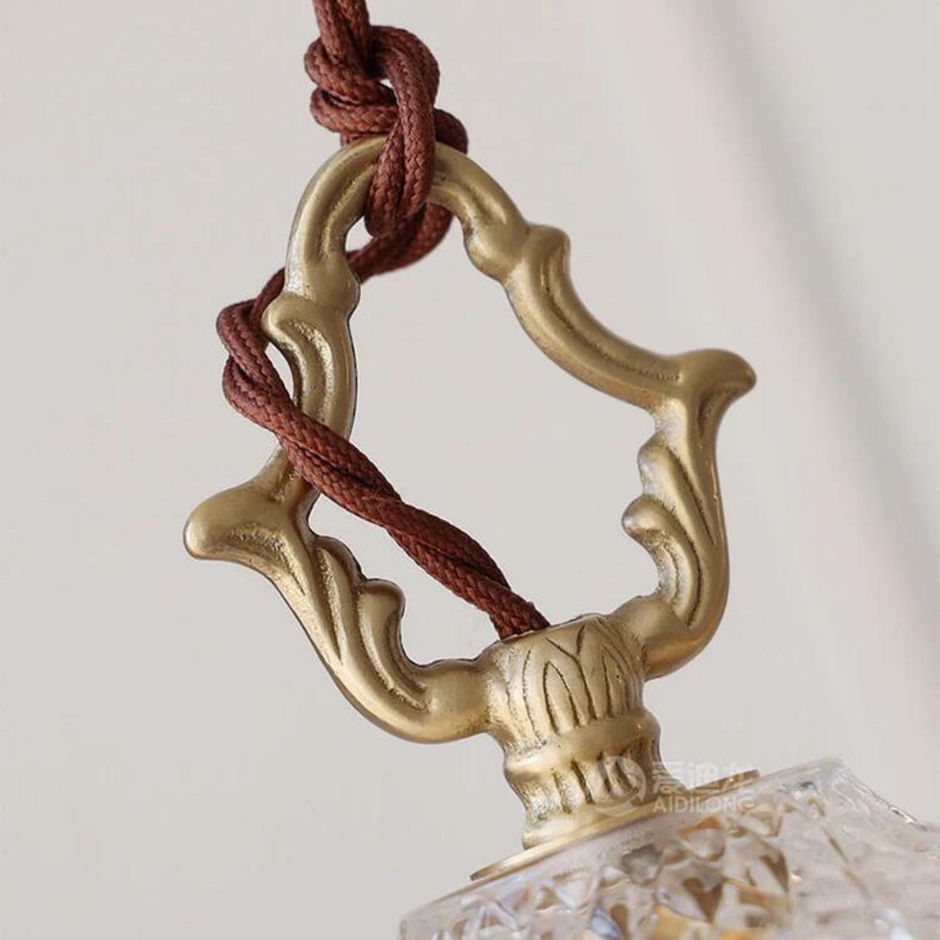 Vintage Brass Glass Chandelier