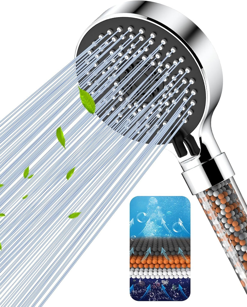 Shower Head, Upgraded Filter Shower Head High Pressure 5 Modes, Universal Hard Water Filter Showerhead with Extra Replaceable Accessories - MOSKBITE