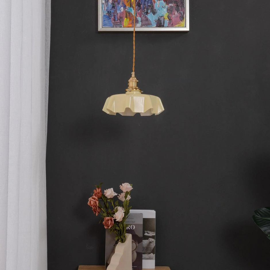White Glass and Flower Shaped Chandelier Ceiling Light
