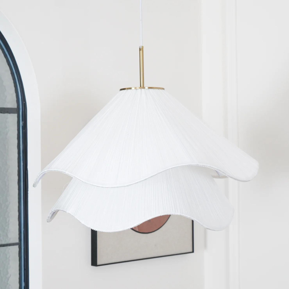 Cream Petal Fabric Chandelier LED Pendant Light